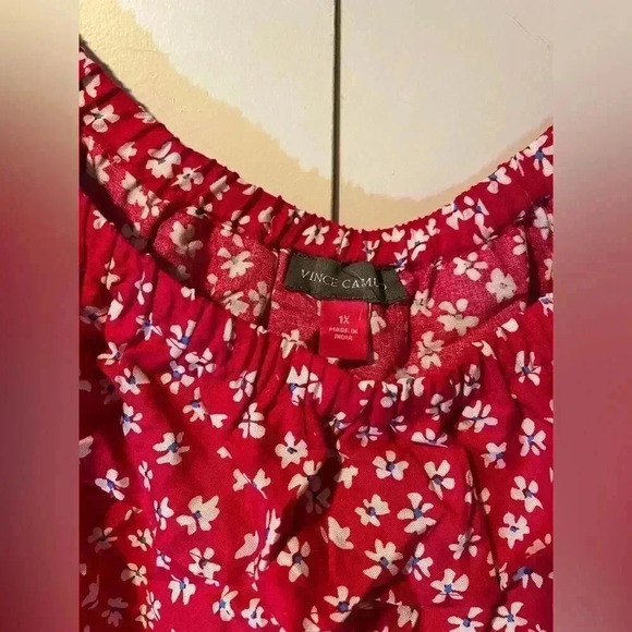 Vince Camuto Printed Off-The-Shoulder Ruffled Challis Blouse Size 1X A18 - Picture 3 of 6